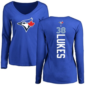 Women's Toronto Blue Jays Nathan Lukes ＃38 Backer Slim Fit Long Sleeve T-Shirt - Royal