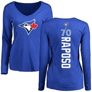 Women's Toronto Blue Jays Nicholas Raposo ＃70 Backer Slim Fit Long Sleeve T-Shirt - Royal