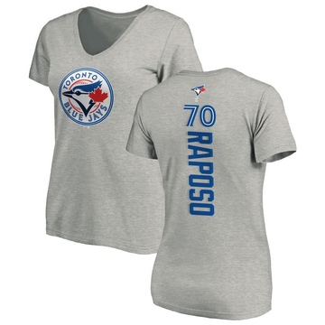 Women's Toronto Blue Jays Nicholas Raposo ＃70 Backer Slim Fit T-Shirt Ash