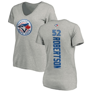 Women's Toronto Blue Jays Nick Robertson ＃52 Backer Slim Fit T-Shirt Ash