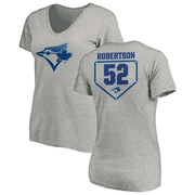 Women's Toronto Blue Jays Nick Robertson ＃52 RBI Slim Fit V-Neck T-Shirt Heathered - Gray