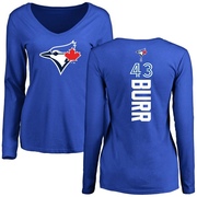 Women's Toronto Blue Jays Ryan Burr ＃43 Backer Slim Fit Long Sleeve T-Shirt - Royal