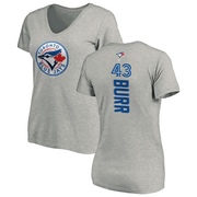 Women's Toronto Blue Jays Ryan Burr ＃43 Backer Slim Fit T-Shirt Ash