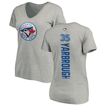 Women's Toronto Blue Jays Ryan Yarbrough ＃35 Backer Slim Fit T-Shirt Ash