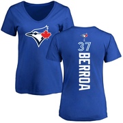 Women's Toronto Blue Jays Steward Berroa ＃37 Backer Slim Fit T-Shirt - Royal