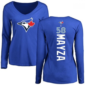 Women's Toronto Blue Jays Tim Mayza ＃58 Backer Slim Fit Long Sleeve T-Shirt - Royal