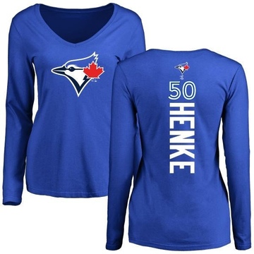 Women's Toronto Blue Jays Tom Henke ＃50 Backer Slim Fit Long Sleeve T-Shirt - Royal