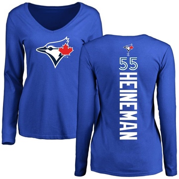 Women's Toronto Blue Jays Tyler Heineman ＃55 Backer Slim Fit Long Sleeve T-Shirt - Royal