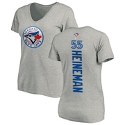 Women's Toronto Blue Jays Tyler Heineman ＃55 Backer Slim Fit T-Shirt Ash