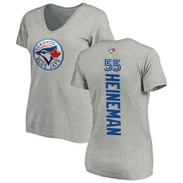 Women's Toronto Blue Jays Tyler Heineman ＃55 Backer Slim Fit T-Shirt Ash