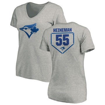 Women's Toronto Blue Jays Tyler Heineman ＃55 RBI Slim Fit V-Neck T-Shirt Heathered - Gray