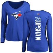 Women's Toronto Blue Jays Willie Upshaw ＃26 Backer Slim Fit Long Sleeve T-Shirt - Royal