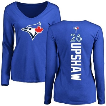 Women's Toronto Blue Jays Willie Upshaw ＃26 Backer Slim Fit Long Sleeve T-Shirt - Royal