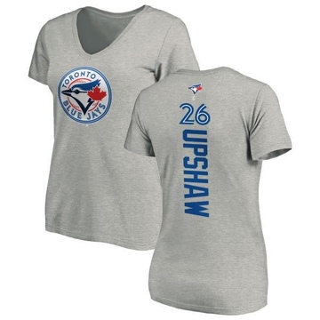 Women's Toronto Blue Jays Willie Upshaw ＃26 Backer Slim Fit T-Shirt Ash
