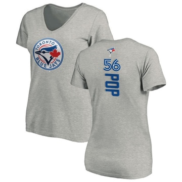 Women's Toronto Blue Jays Zach Pop ＃56 Backer Slim Fit T-Shirt Ash