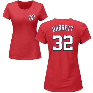 Women's Washington Nationals Aaron Barrett ＃32 Roster Name & Number T-Shirt - Red