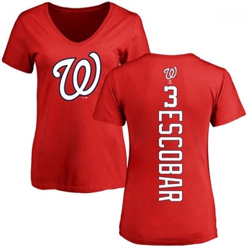 Women's Washington Nationals Alcides Escobar ＃3 Backer Slim Fit T-Shirt - Red