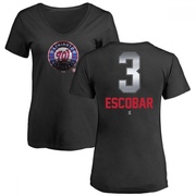 Women's Washington Nationals Alcides Escobar ＃3 Midnight Mascot V-Neck T-Shirt - Black