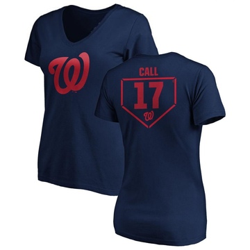 Women's Washington Nationals Alex Call ＃17 RBI Slim Fit V-Neck T-Shirt - Navy