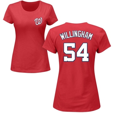 Women's Washington Nationals Amos Willingham ＃54 Roster Name & Number T-Shirt - Red