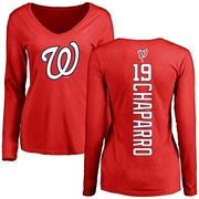 Women's Washington Nationals Andres Chaparro ＃19 Backer Slim Fit Long Sleeve T-Shirt - Red