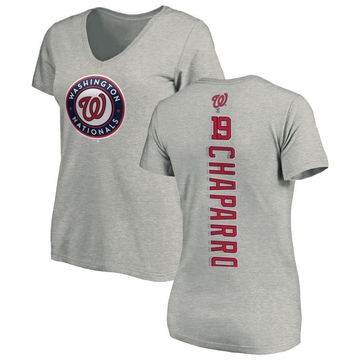 Women's Washington Nationals Andres Chaparro ＃19 Backer Slim Fit T-Shirt Ash