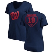 Women's Washington Nationals Andres Chaparro ＃19 RBI Slim Fit V-Neck T-Shirt - Navy