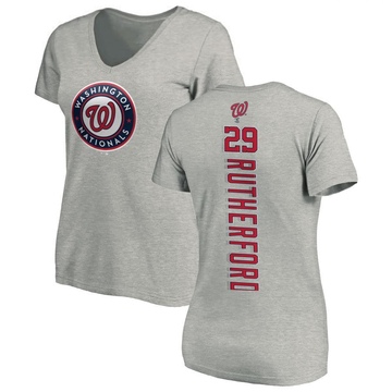 Women's Washington Nationals Blake Rutherford ＃29 Backer Slim Fit T-Shirt Ash