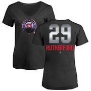 Women's Washington Nationals Blake Rutherford ＃29 Midnight Mascot V-Neck T-Shirt - Black