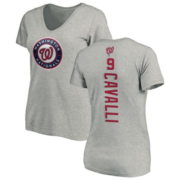 Women's Washington Nationals Cade Cavalli ＃9 Backer Slim Fit T-Shirt Ash