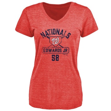 Women's Washington Nationals Carl Edwards Jr. ＃58 Base Runner T-Shirt - Red