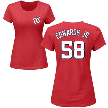 Women's Washington Nationals Carl Edwards Jr. ＃58 Roster Name & Number T-Shirt - Red