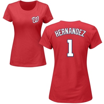 Women's Washington Nationals Cesar Hernandez ＃1 Roster Name & Number T-Shirt - Red