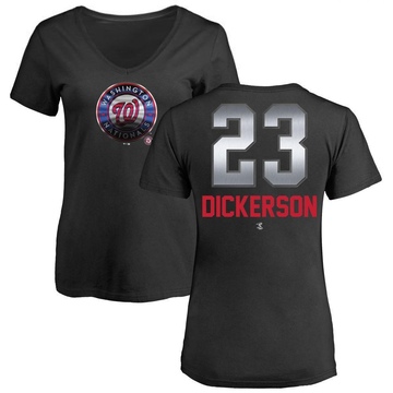 Women's Washington Nationals Corey Dickerson ＃23 Midnight Mascot V-Neck T-Shirt - Black