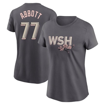 Women's Washington Nationals Cory Abbott ＃77 2022 City Connect Name & Number T-Shirt - Gray