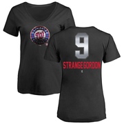 Women's Washington Nationals Dee Strange-Gordon ＃9 Midnight Mascot V-Neck T-Shirt - Black