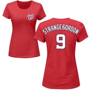 Women's Washington Nationals Dee Strange-Gordon ＃9 Roster Name & Number T-Shirt - Red