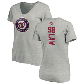 Women's Washington Nationals Derek Law ＃58 Backer Slim Fit T-Shirt Ash