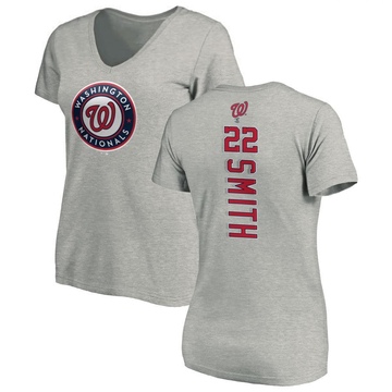 Women's Washington Nationals Dominic Smith ＃22 Backer Slim Fit T-Shirt Ash