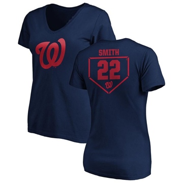 Women's Washington Nationals Dominic Smith ＃22 RBI Slim Fit V-Neck T-Shirt - Navy