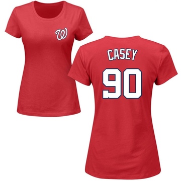 Women's Washington Nationals Donovan Casey ＃90 Roster Name & Number T-Shirt - Red