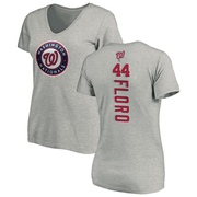 Women's Washington Nationals Dylan Floro ＃44 Backer Slim Fit T-Shirt Ash