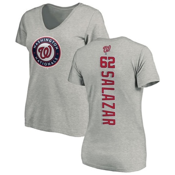 Women's Washington Nationals Eduardo Salazar ＃62 Backer Slim Fit T-Shirt Ash