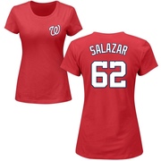 Women's Washington Nationals Eduardo Salazar ＃62 Roster Name & Number T-Shirt - Red