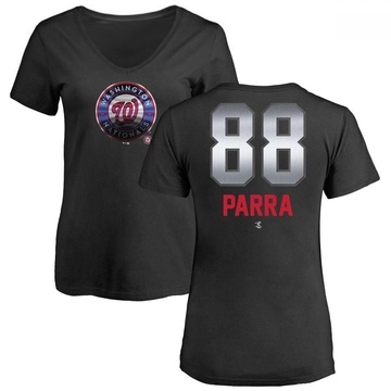 Women's Washington Nationals Gerardo Parra ＃88 Midnight Mascot V-Neck T-Shirt - Black