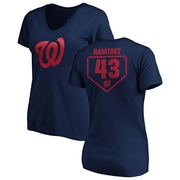 Women's Washington Nationals Harold Ramirez ＃43 RBI Slim Fit V-Neck T-Shirt - Navy