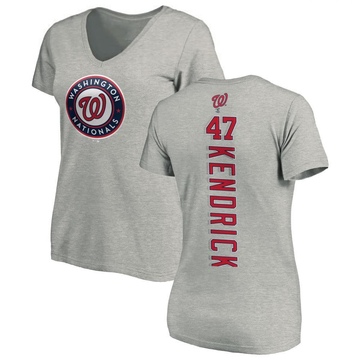 Women's Washington Nationals Howie Kendrick ＃47 Backer Slim Fit T-Shirt Ash