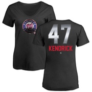 Women's Washington Nationals Howie Kendrick ＃47 Midnight Mascot V-Neck T-Shirt - Black