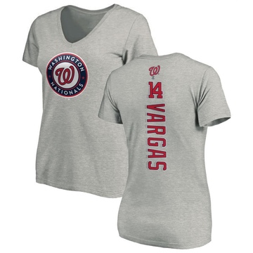 Women's Washington Nationals Ildemaro Vargas ＃14 Backer Slim Fit T-Shirt Ash