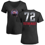 Women's Washington Nationals Jackson Tetreault ＃72 Midnight Mascot V-Neck T-Shirt - Black